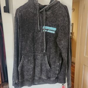 Badwood acid-washed Grey Hoodie Sweatshirt Size Large limited edition